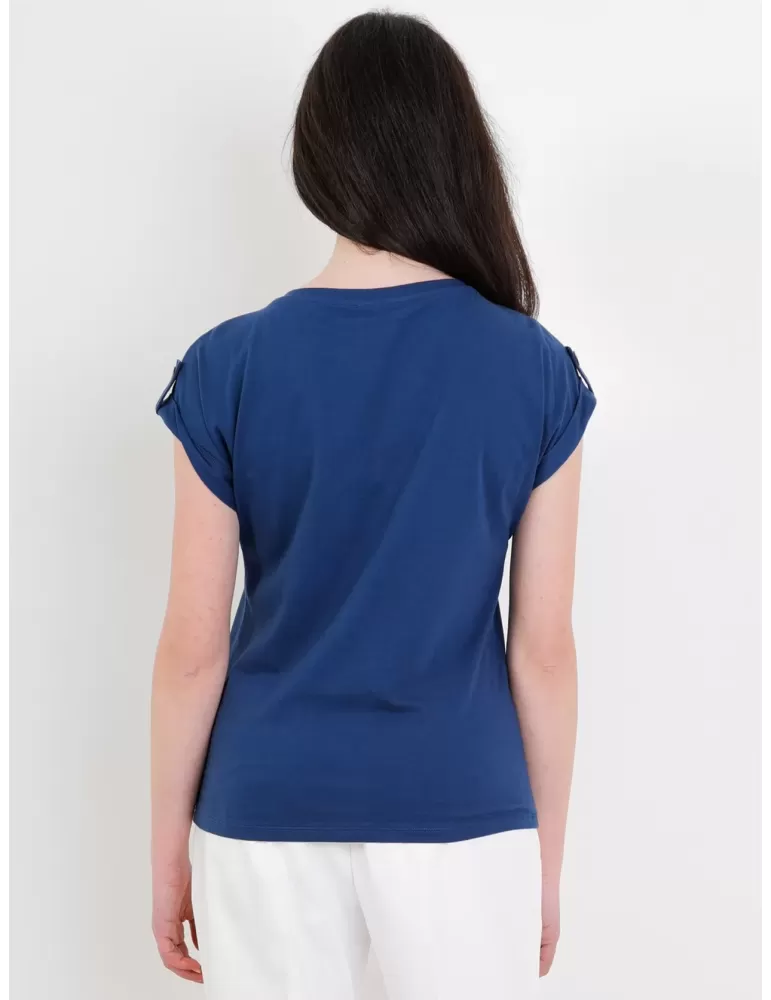 Paz Torras white cotton t-shirt with pockets plus size available