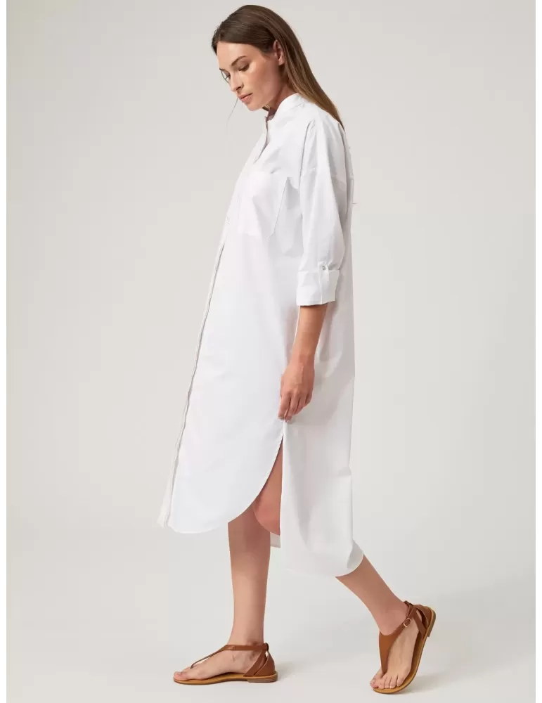 Zanetti 1965 plus size white cotton long tunic dress