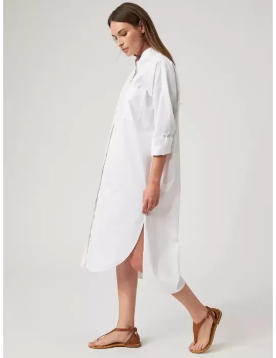 Zanetti 1965 plus size white cotton long tunic dress