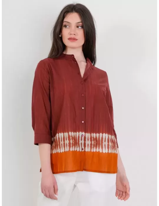 Camicia mussola di cotone biologico bianco e rosso Zanetti 1965 Camicia mussola di cotone biologico bianco e rosso Zanetti 1965
