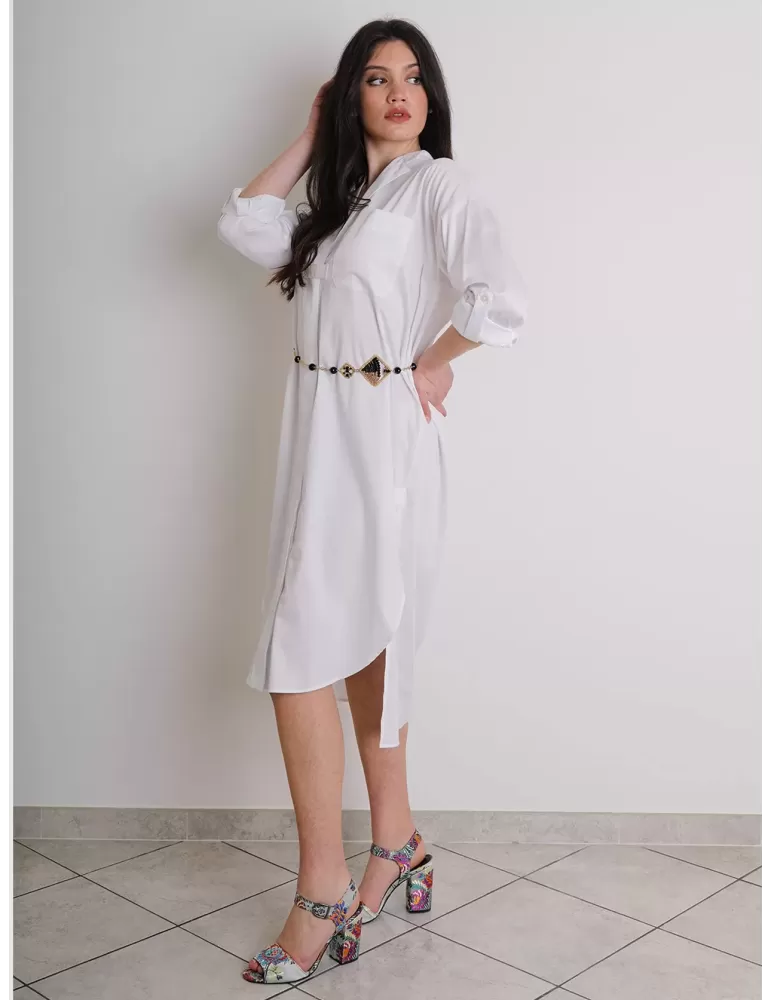 Zanetti 1965 plus size white cotton long tunic dress