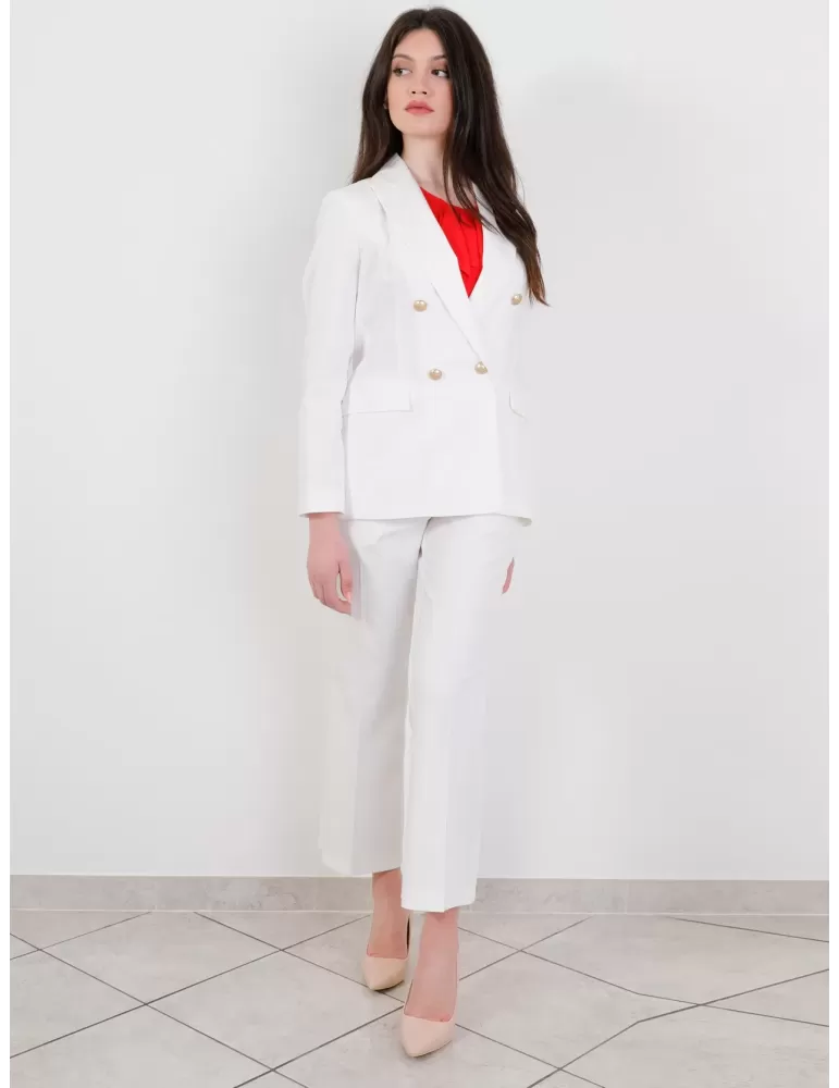 Maesta Milano white cady formal capri trousers plus size available