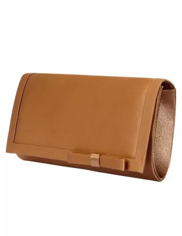 Anna Cecere gold silk satin clutch evening bag with ribbon 2