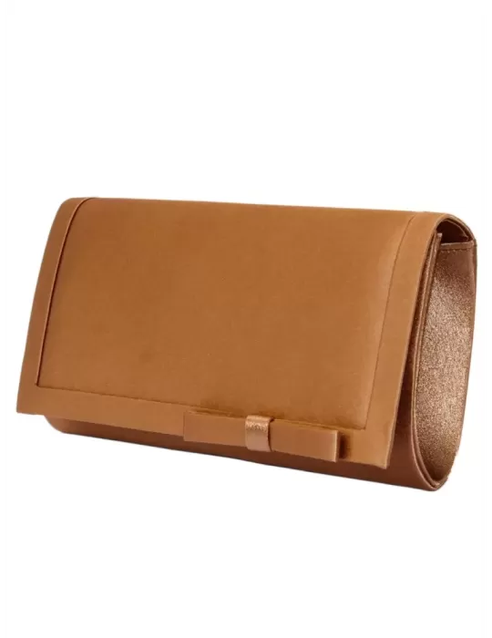 Pochette borsa sera raso dorato col fiocco Anna Cecere aca690 online