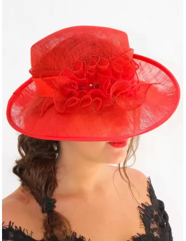 Complit hats online | Cappello da cerimonia rosso a falda larga 2