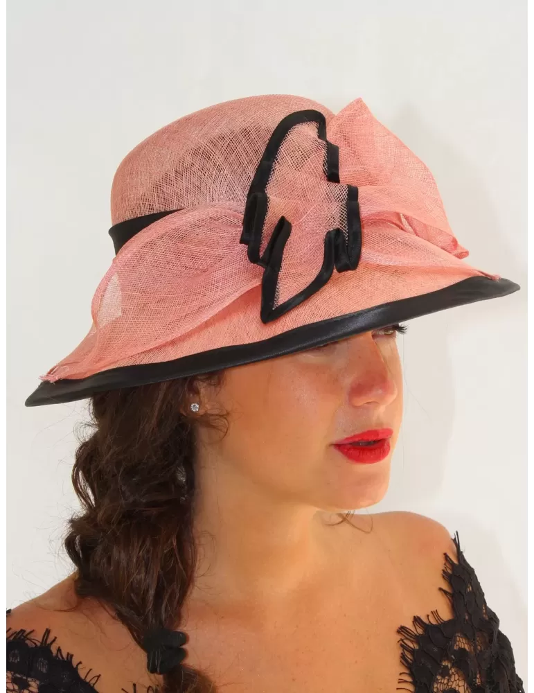 Frontino Cerchietto elegante cerimonia rosa piume e papiro