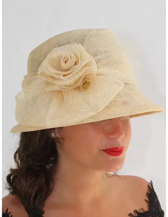 Complit | Cappello paglia elegante bianco panna da cerimonia