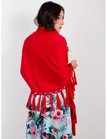 Pink wool maxi scarf with fringes woman cape shopping online 2