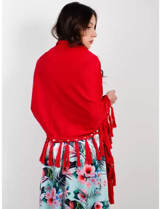 Aldo Colombo online - Stola mantella pura lana rosso melange con frange