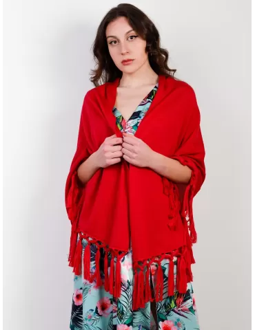 Red merino wool maxi stole...