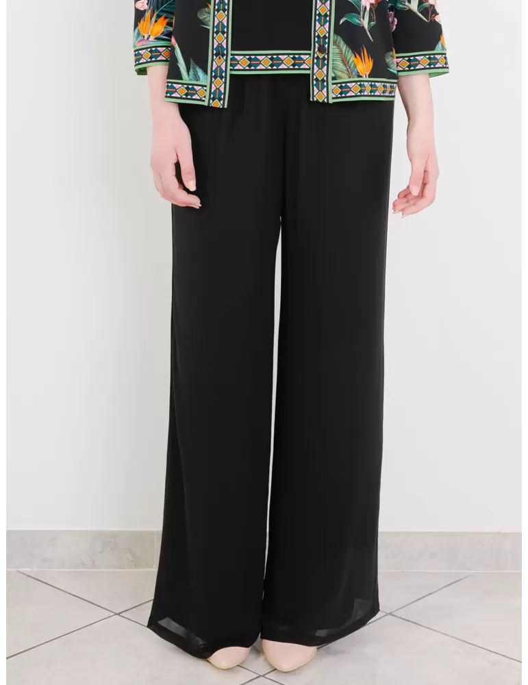 Piero Moretti black silk palazzo long trousers Piero Moretti black silk palazzo long trousers