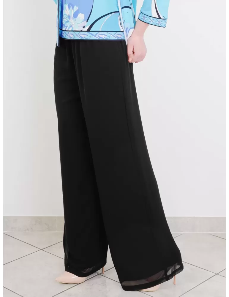 Piero Moretti black silk palazzo long trousers