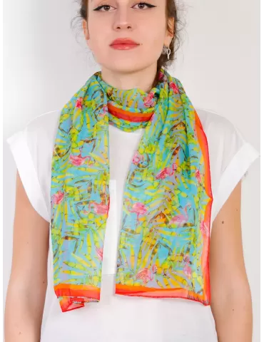 Laura Biagiotti  Buy online green tropical printed silk scarf