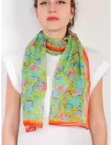 Laura Biagiotti | Sciarpa raso georgette di seta fantasia tropicale