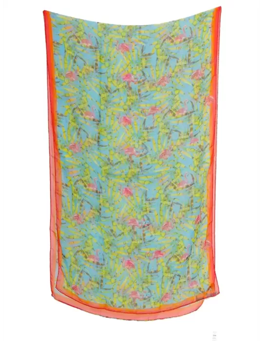 Laura Biagiotti | Sciarpa raso georgette di seta fantasia tropicale