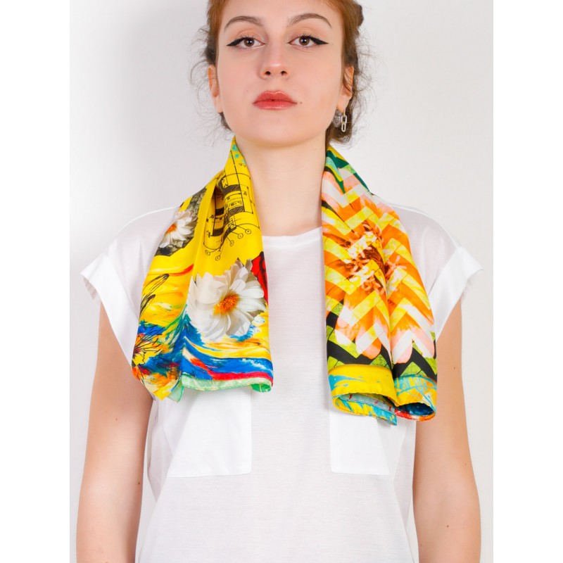 Laura Biagiotti  Buy online yellow decoupage carrè square silk scarf