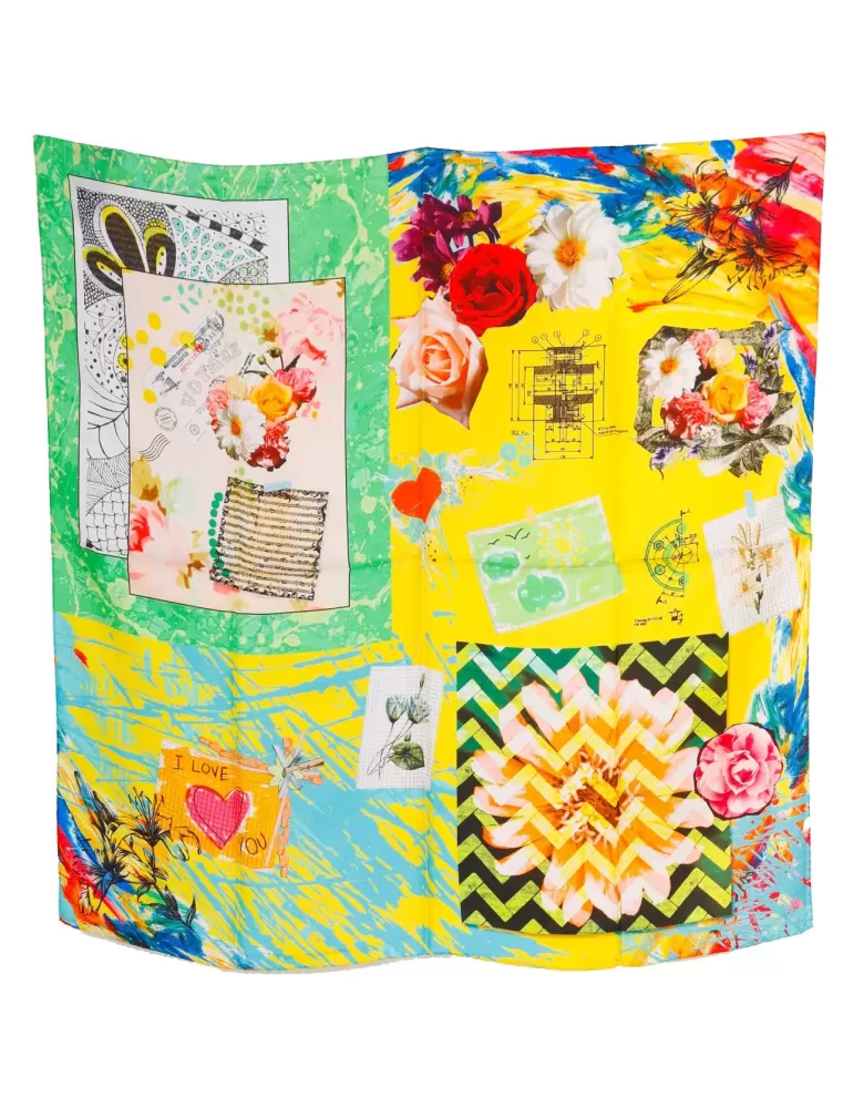 Laura Biagiotti | Buy online yellow decoupage carrè square silk scarf